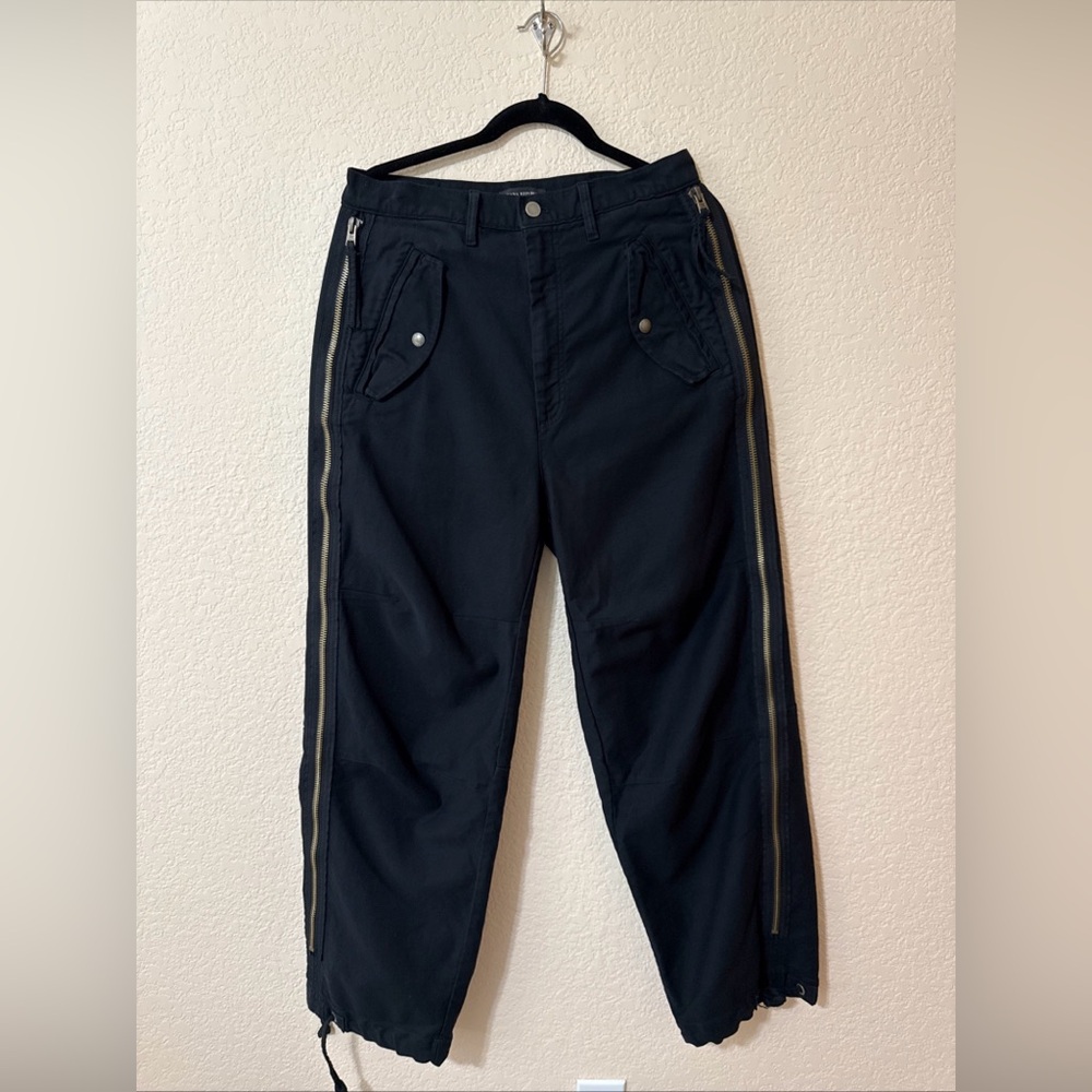Banana Republic Women Pants 8 Black High Rise Side Zipper Buggy Wide Leg Utility
